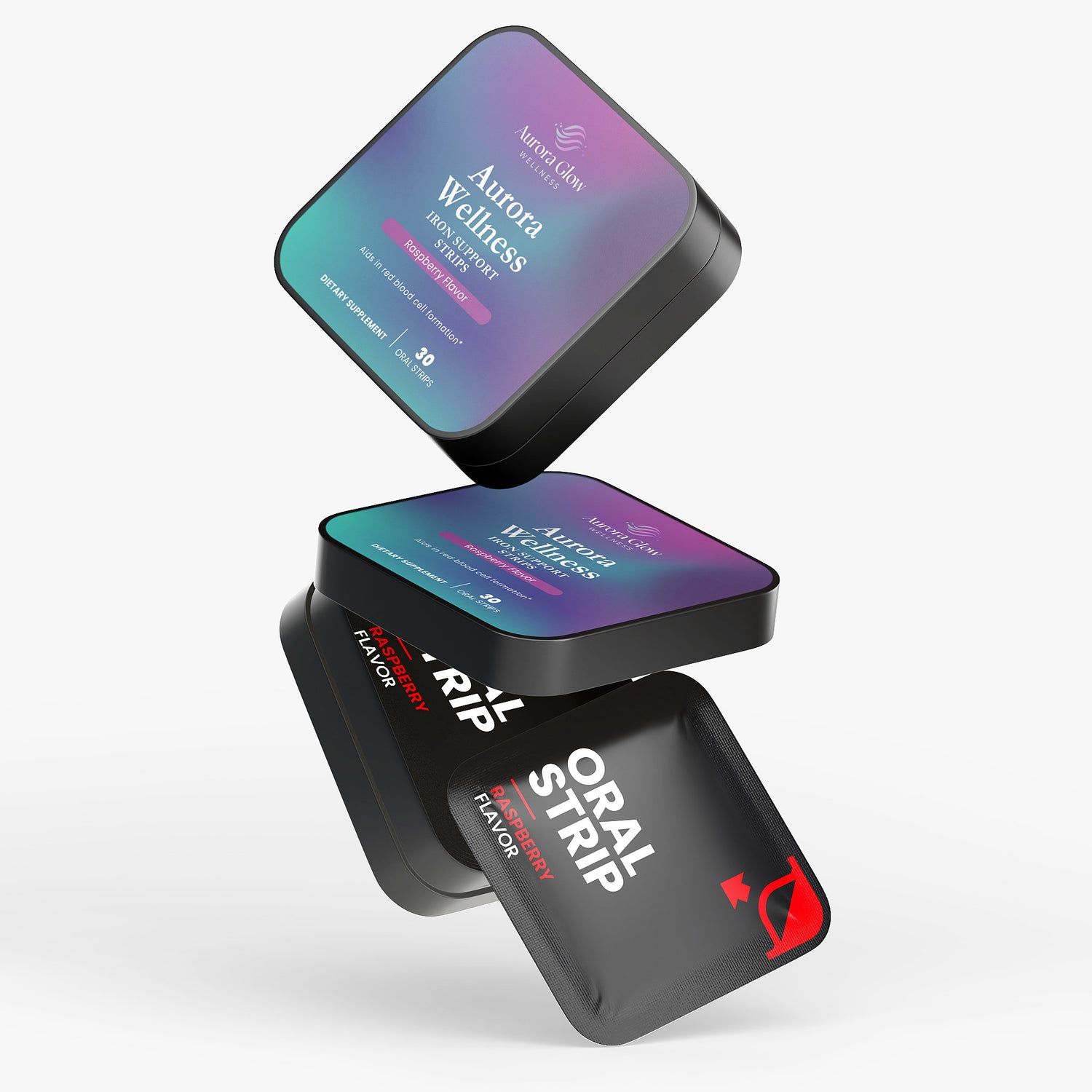 Iron Support Strips Raspberry Alternate Image with and without packaging